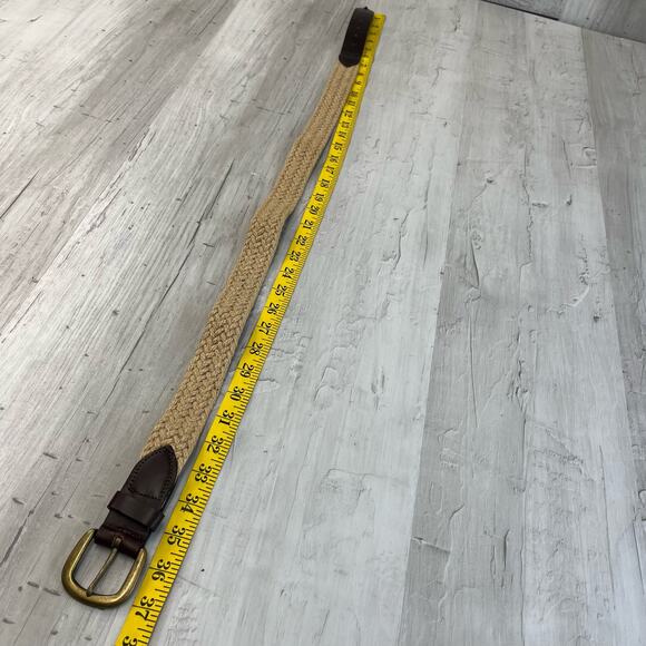 Brown Braided Rope Leather Gold Buckle Belt 37" - Picture 7 of 7